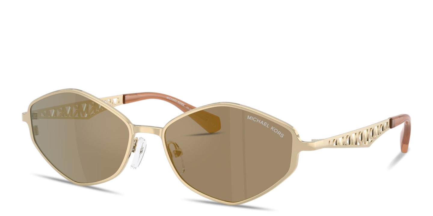 Shop Michael Kors Gold Coast Irregular Sunglasses in Light Gold online.