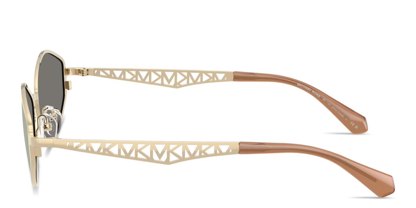 Shop Michael Kors Gold Coast Irregular Sunglasses in Light Gold online.