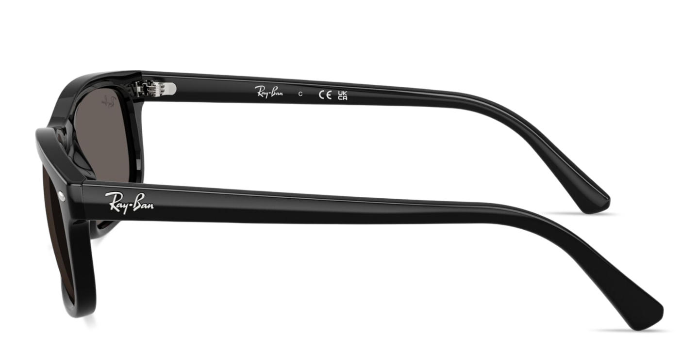 Shop Ray-Ban Embossed Logo Unisex Rectangle Sunglasses in Black online.