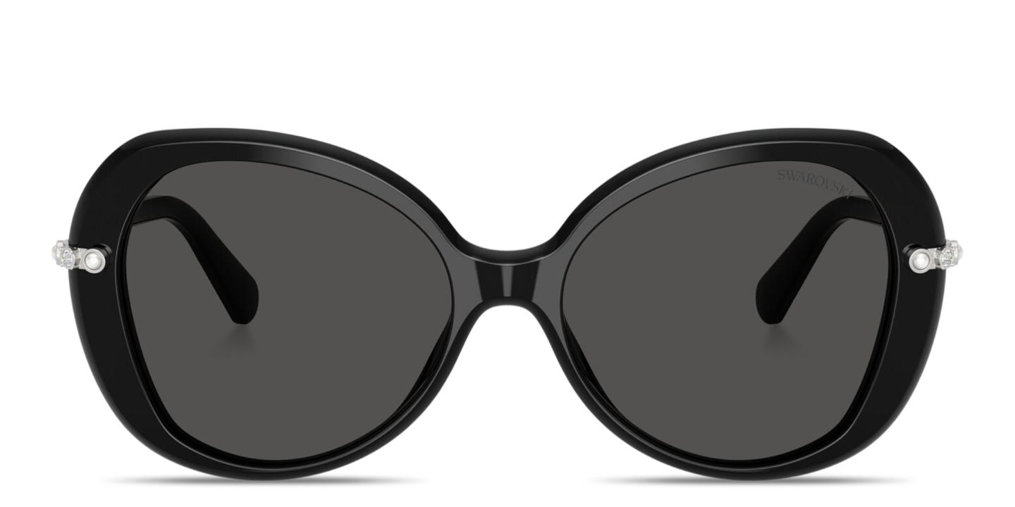 Shop Swarovski Crystal-Embellished Oversized Butterfly Sunglasses in Black online.