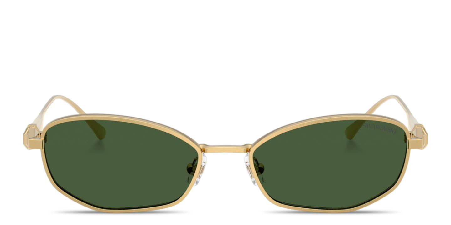 Shop Swarovski Crystal-Embellished Pillow Sunglasses in Gold online.