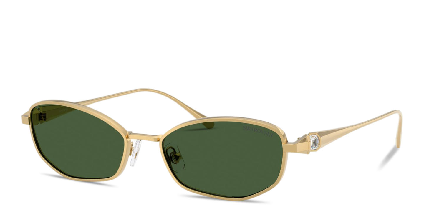 Shop Swarovski Crystal-Embellished Pillow Sunglasses in Gold online.