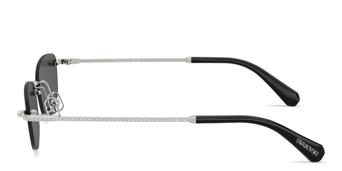 Shop Swarovski Crystal Rimless Irregular Sunglasses in Silver online.