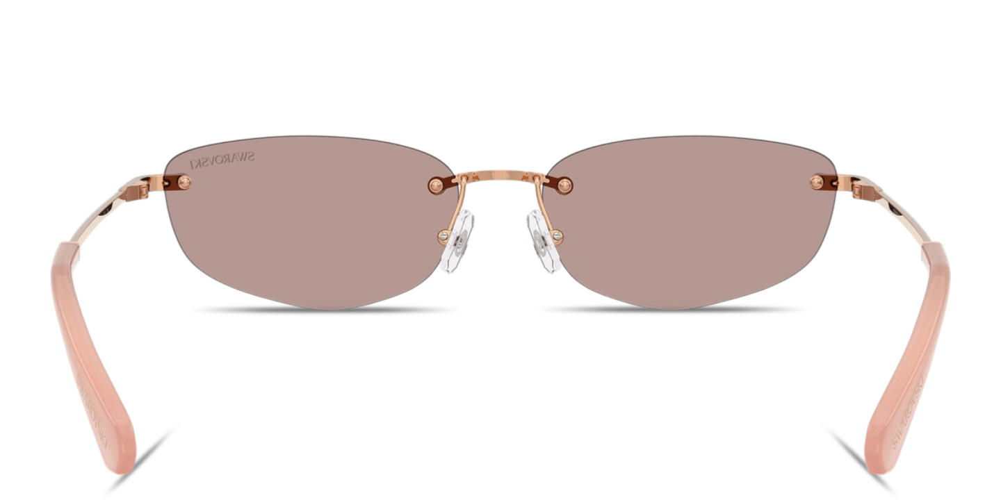 Shop Swarovski Crystal Rimless Irregular Sunglasses in Rose Gold online.