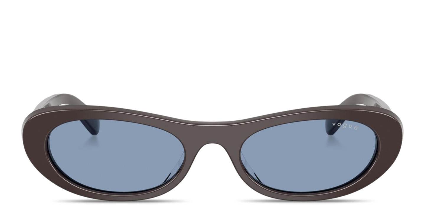 Shop Vogue Eyewear Logo Lettering Oval Sunglasses in Moka online.