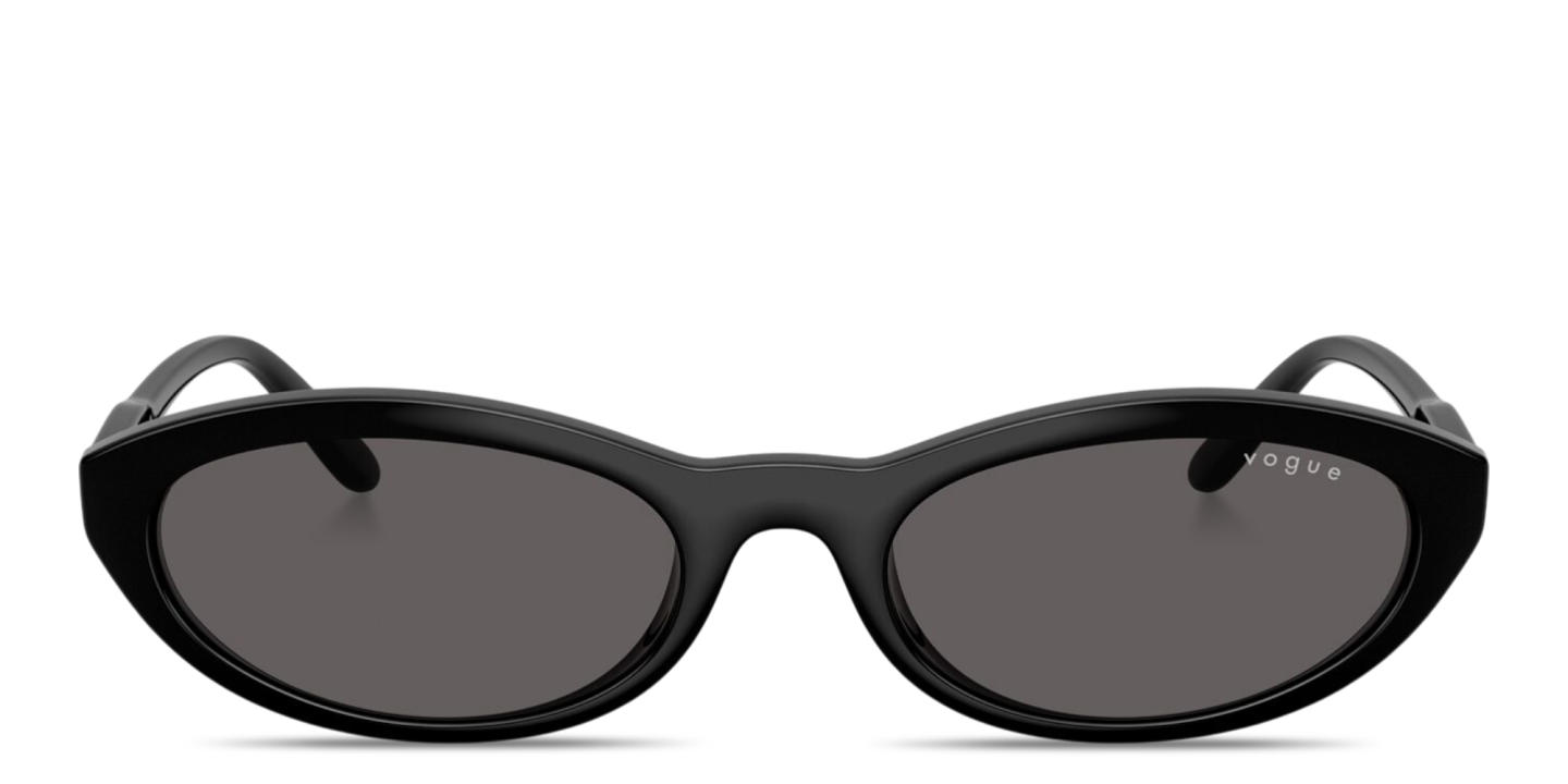 Shop Vogue Eyewear Logo Print Oval Sunglasses in Black online.