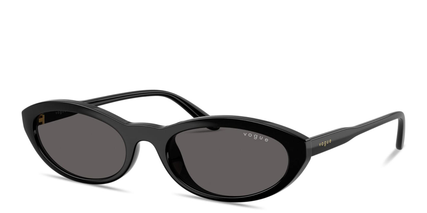 Shop Vogue Eyewear Logo Print Oval Sunglasses in Black online.