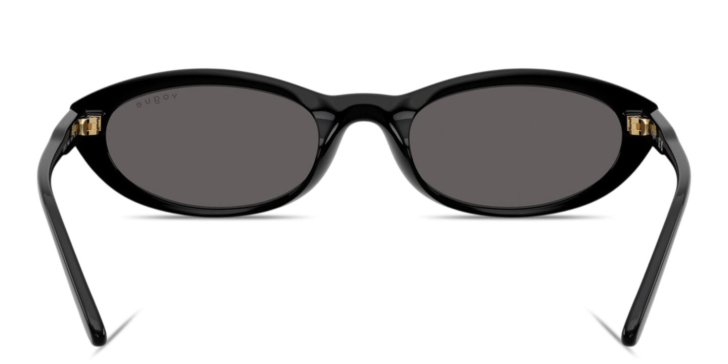 Shop Vogue Eyewear Logo Print Oval Sunglasses in Black online.