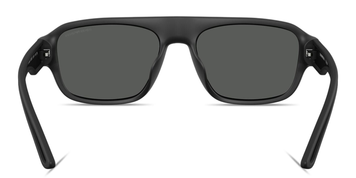 Shop Emporio Armani Eagle Logo Irregular Sunglasses in Rubber Matte Black online.