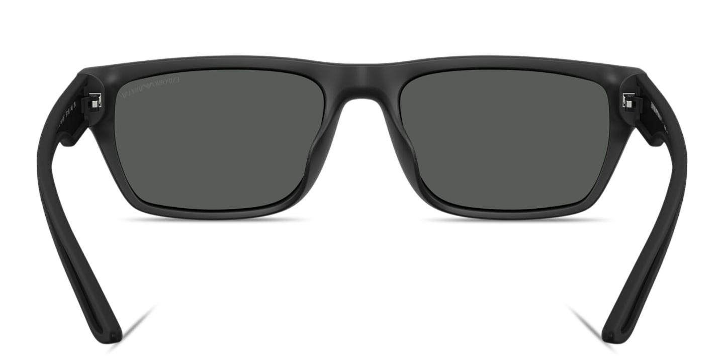Shop Emporio Armani Embossed Logo Pillow Sunglasses in Rubber Matte Black online.