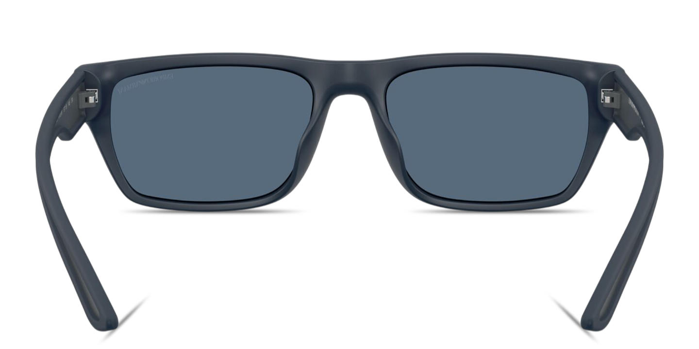 Shop Emporio Armani Embossed Logo Pillow Sunglasses in Rubber Matte Blue online.