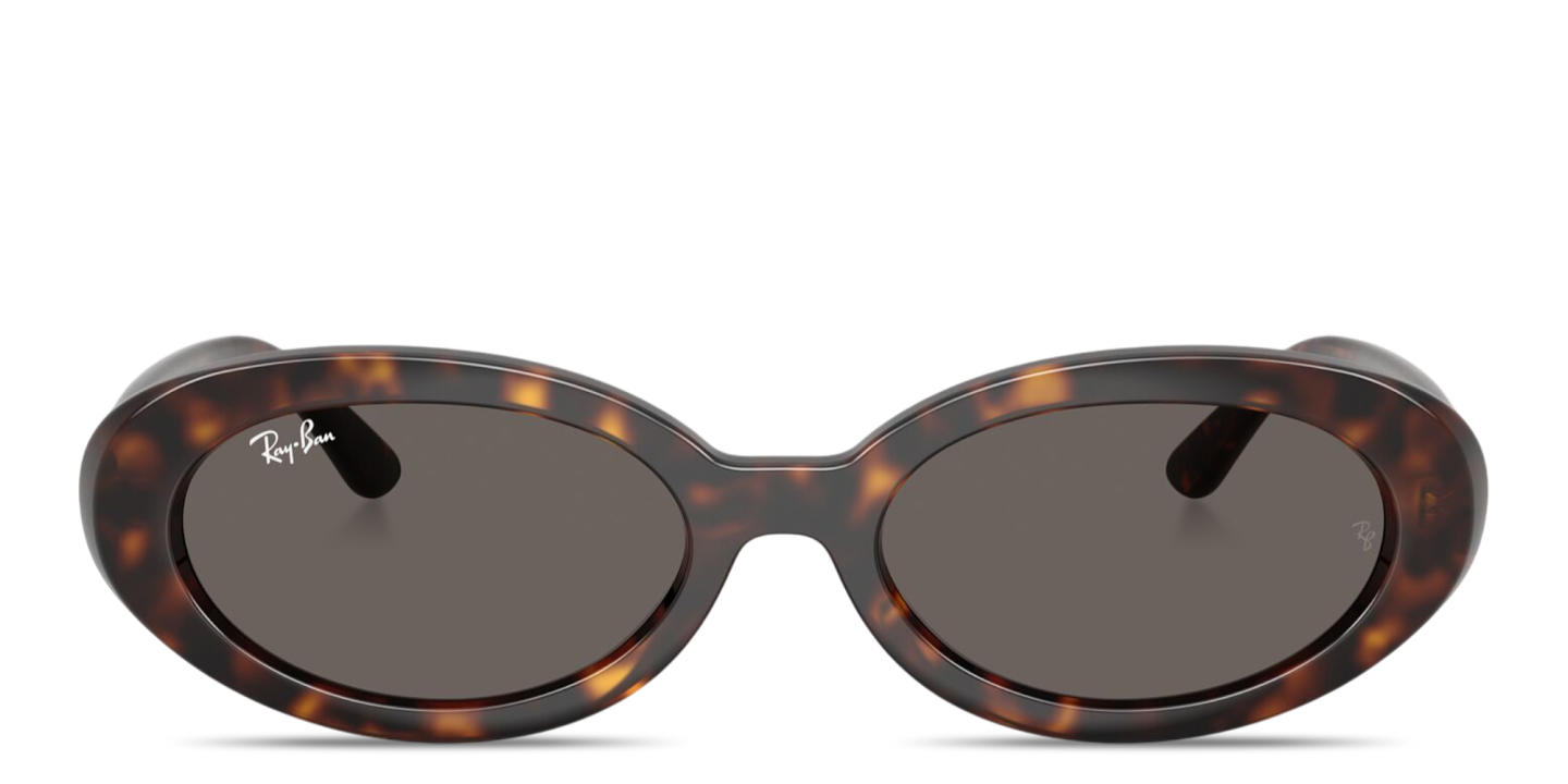 Shop Ray-Ban Embossed Logo Oval Sunglasses in Havana online.