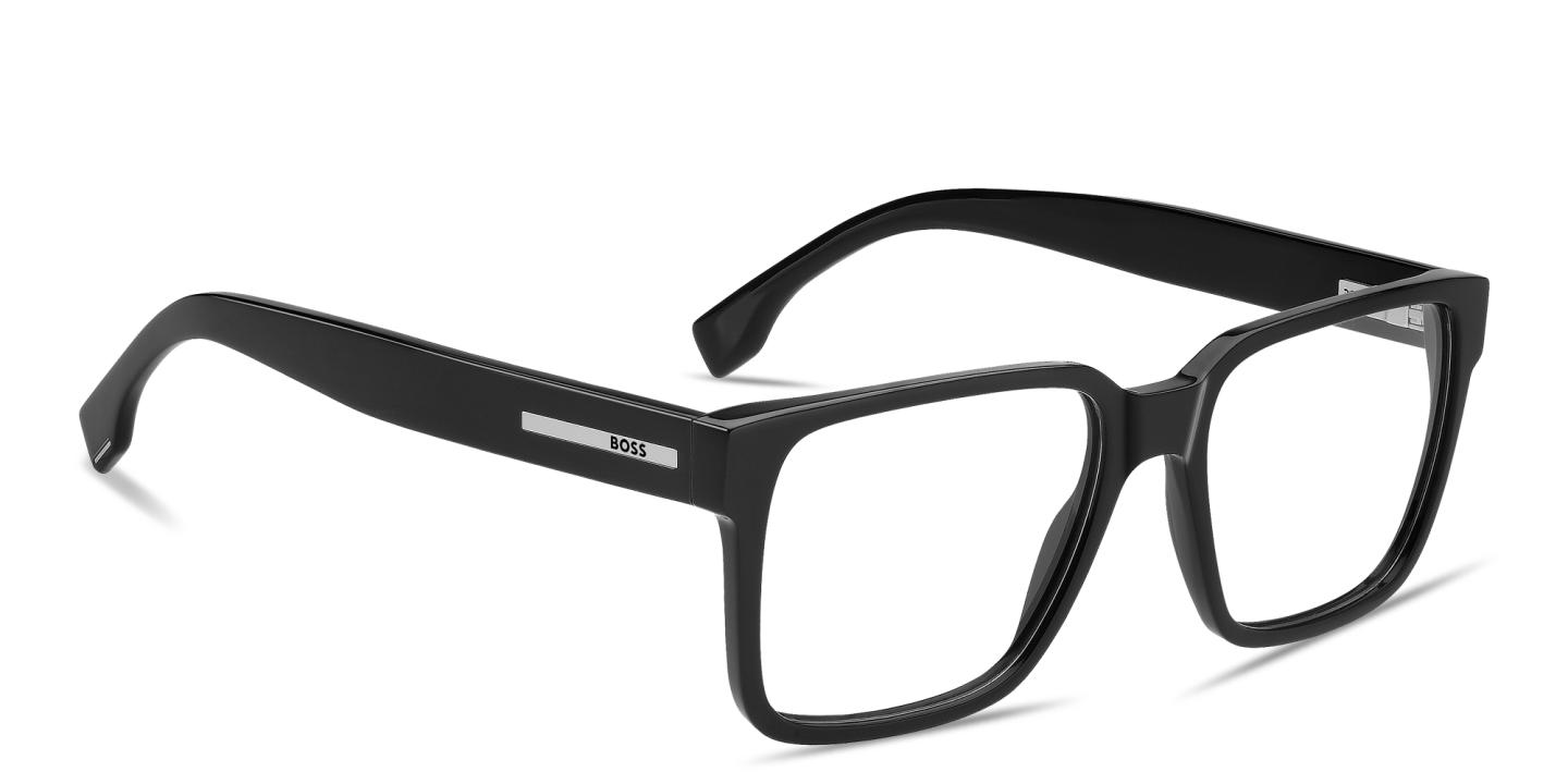 تسوق نظارات طبية مربّعة بشعار العلامة هوجو بوس بلون أسود أونلاين.