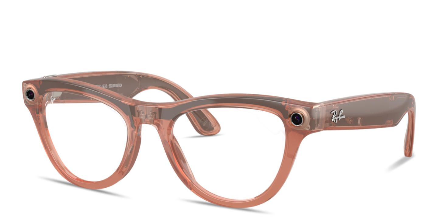 Shop Ray-Ban Meta Skyler Transitions® Unisex Cat-Eye Sunglasses in Shiny Peach online.