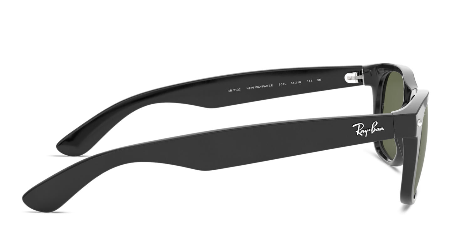 Shop Ray-Ban New Wayfarer Unisex Square Sunglasses in Polished Black online.