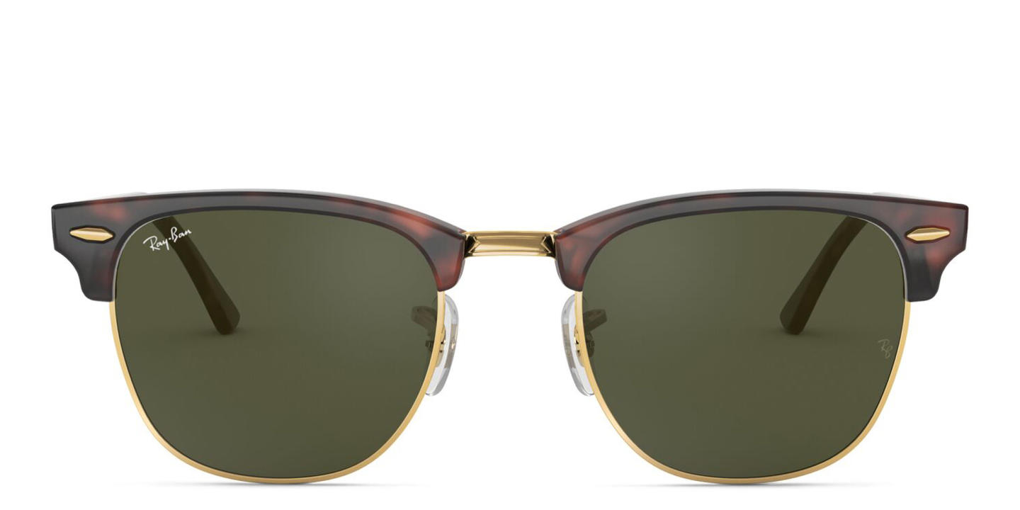 Ray-Ban Clubmaster Classic Square Sunglasses in Tortoise On Gold – Product Photo 0