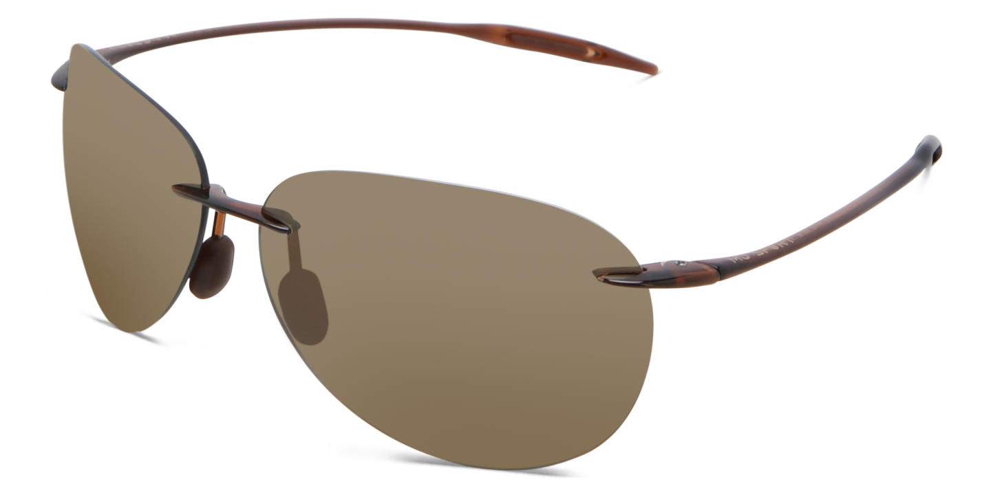 Shop Maui Jim Sugar Beach Unisex Rimless Aviator Sunglasses in Brown online.