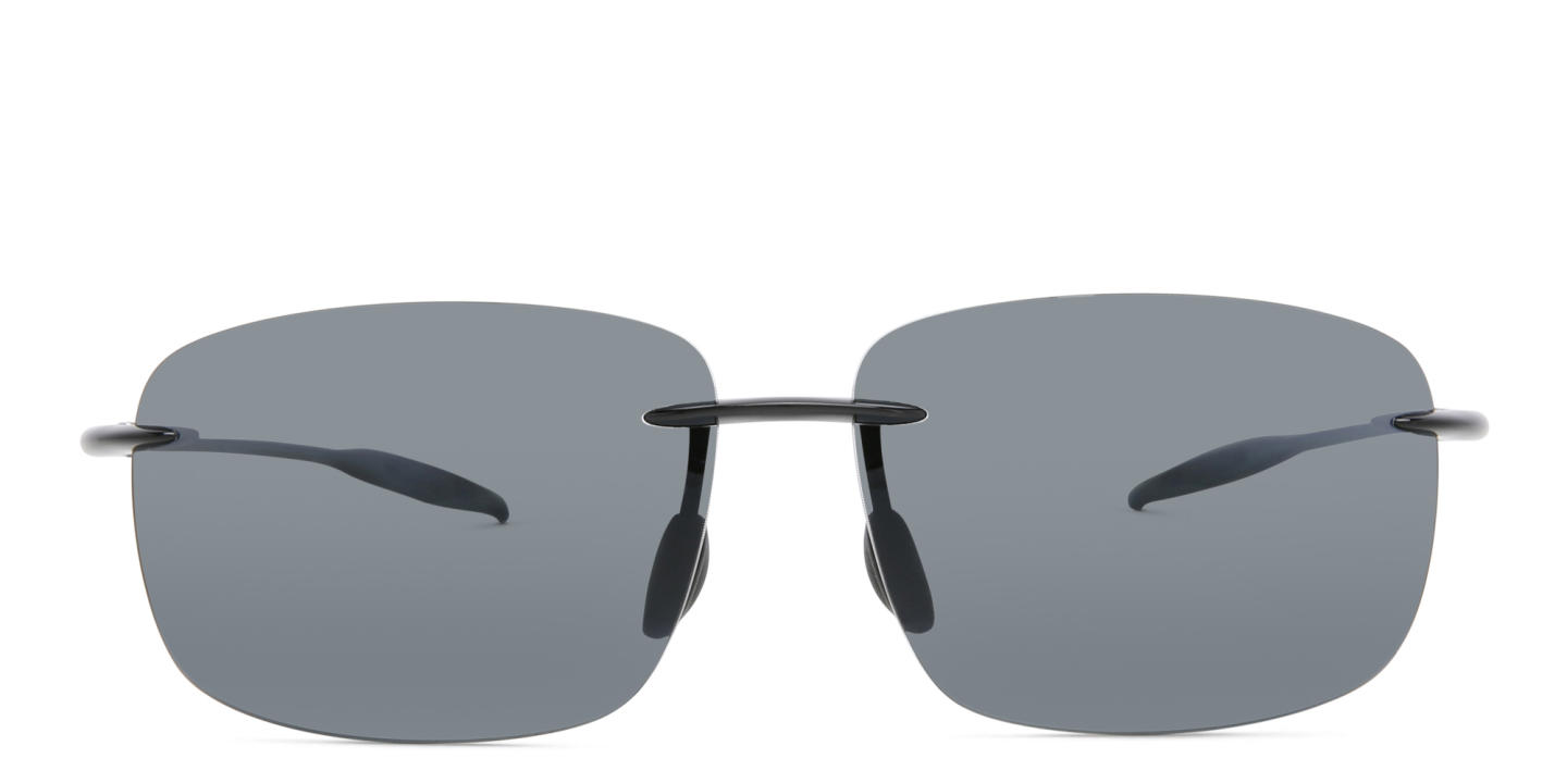 Shop Maui Jim Break Wall Unisex Rimless Rectangle Sunglasses in Black online.