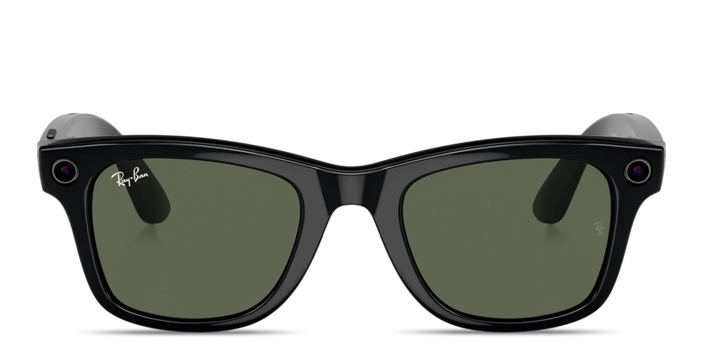 Shop Ray-Ban Meta Wayfarer Unisex Square Sunglasses in Shiny Black online.