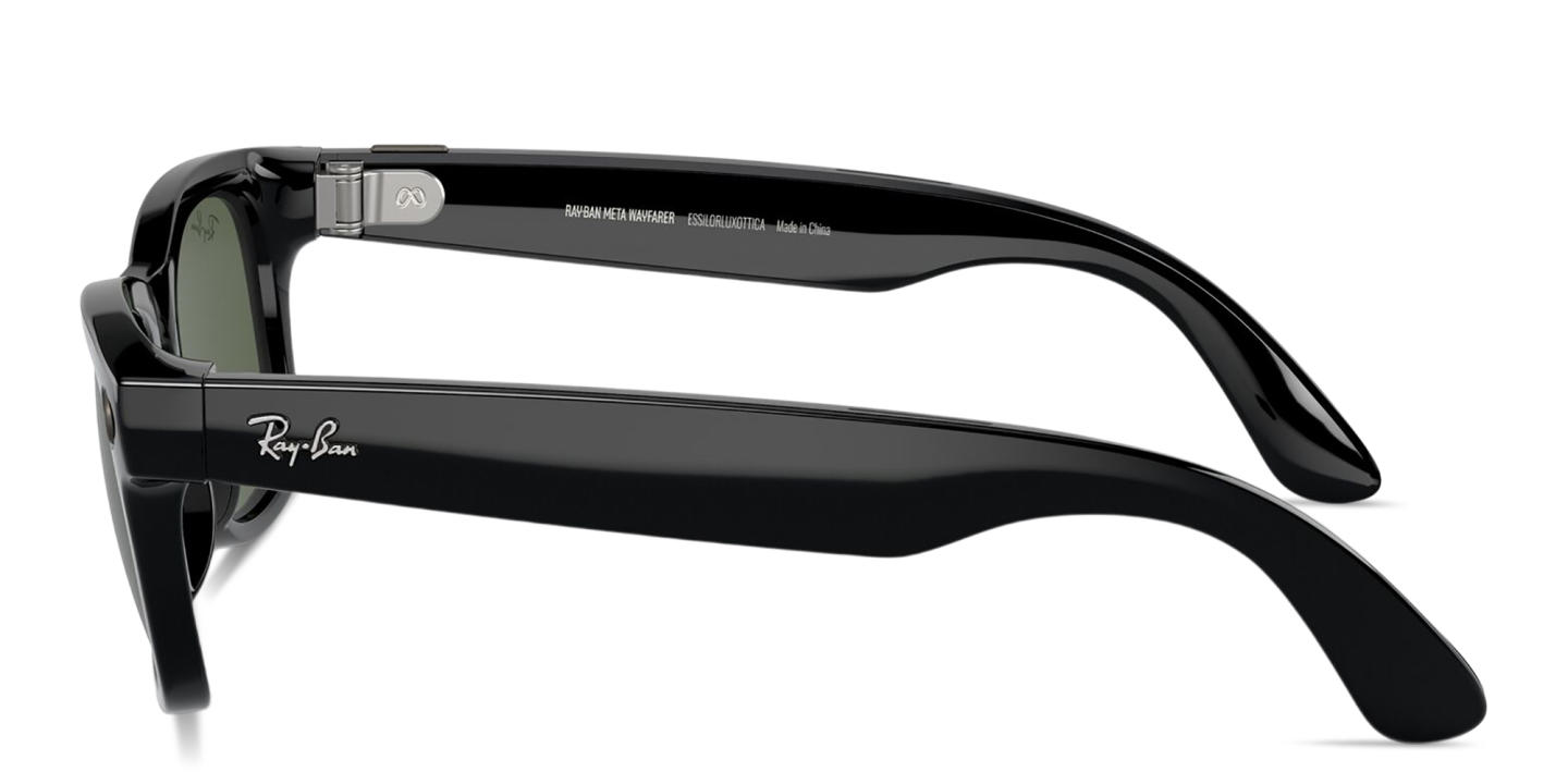 Shop Ray-Ban Meta Wayfarer Unisex Square Sunglasses in Shiny Black online.