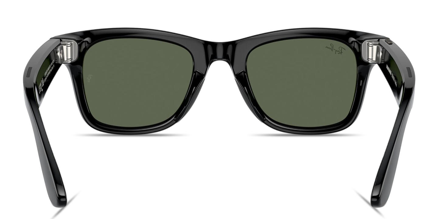 Shop Ray-Ban Meta Wayfarer Unisex Square Sunglasses in Shiny Black online.