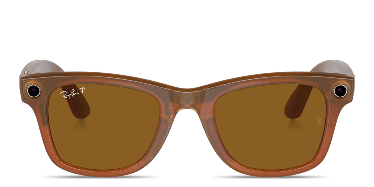 Shop Ray-Ban Meta Wayfarer Unisex Square Sunglasses in Shiny Caramel online.