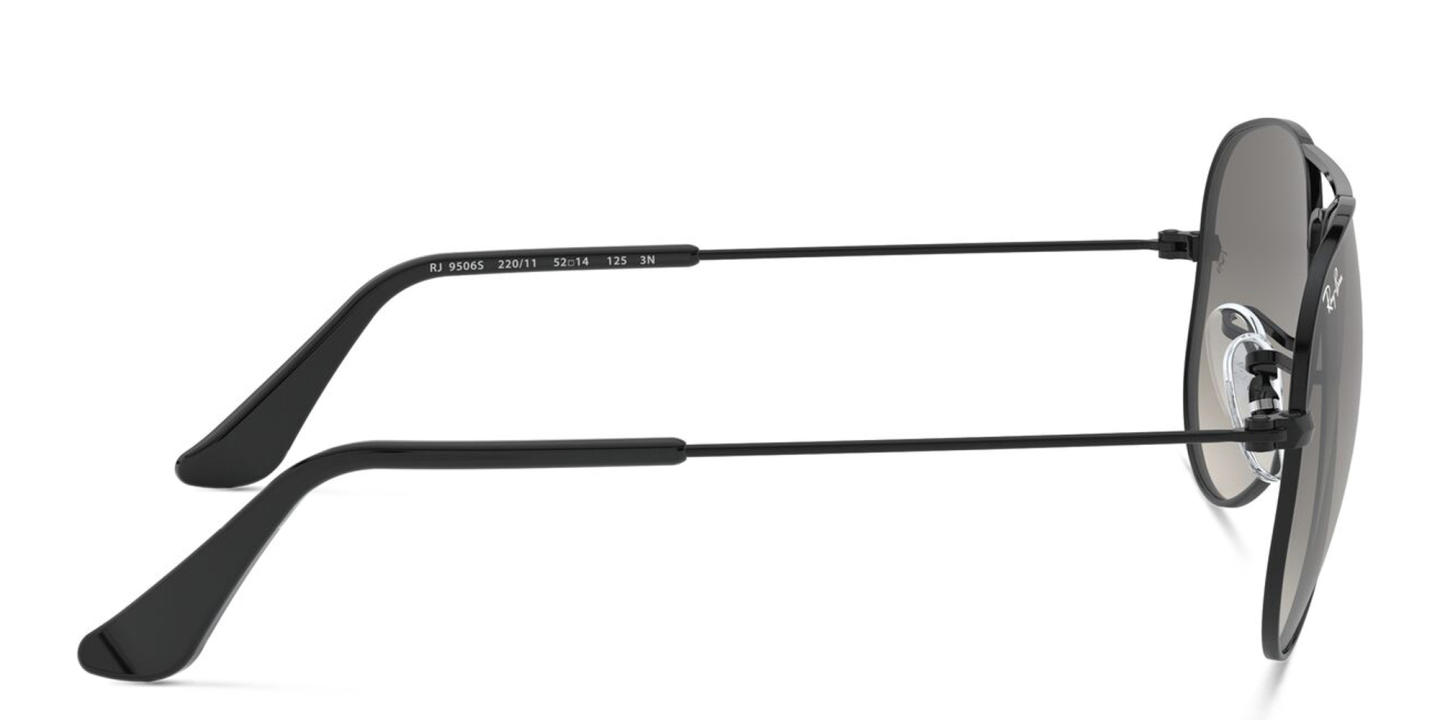 Shop Ray-Ban Junior Kids Aviator Sunglasses in Metal in Black online.