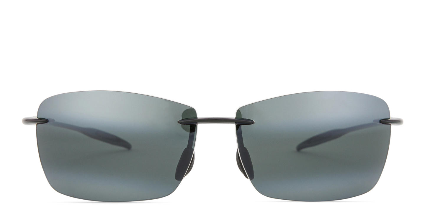 Shop Maui Jim Lighthouse Wide Rimless Rectangle Sunglasses in Black online.