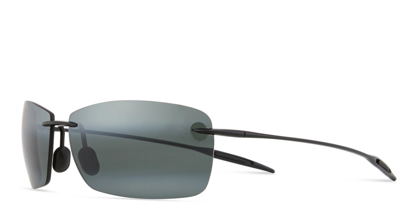Shop Maui Jim Lighthouse Wide Rimless Rectangle Sunglasses in Black online.