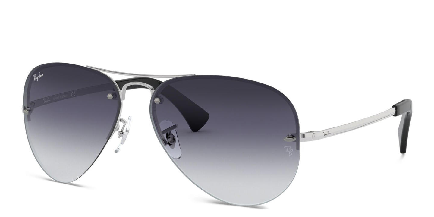 Shop Ray-Ban Unisex Half-Rim Pilot Sunglasses in Silver online.