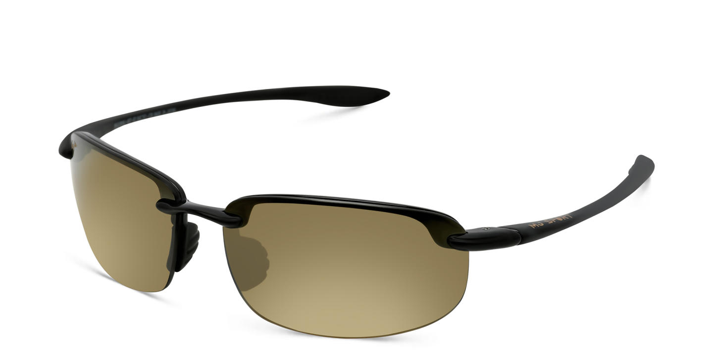 Shop Maui Jim Ho'Okipa Unisex Rimless Wide Rectangle Sunglasses in Black online.