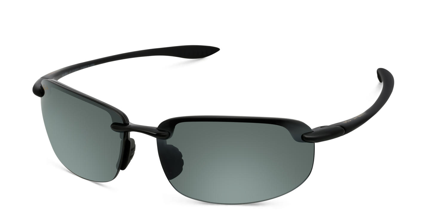 Shop Maui Jim Ho'Okipa Unisex Rimless Wide Rectangle Sunglasses in Black online.