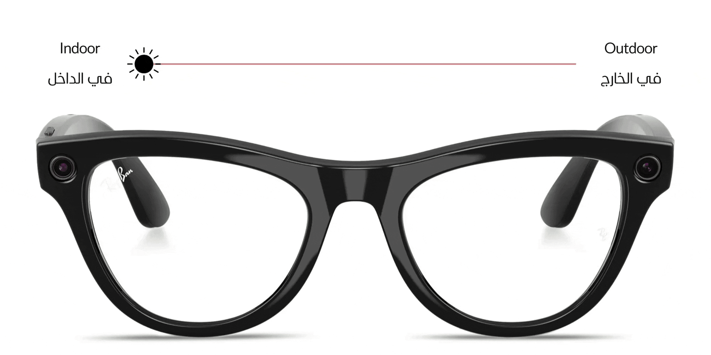 Shop Ray-Ban Meta Skyler Transitions® Unisex Cat-Eye Sunglasses in Shiny Black online.