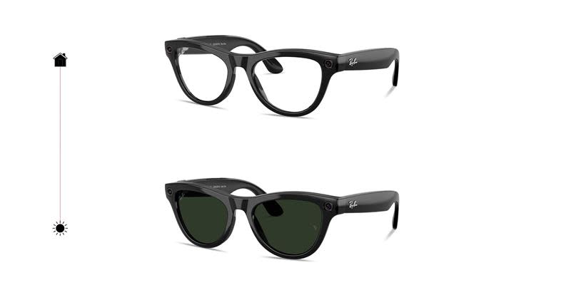 Shop Ray-Ban Meta Skyler Transitions® Unisex Cat-Eye Sunglasses in Shiny Black online.
