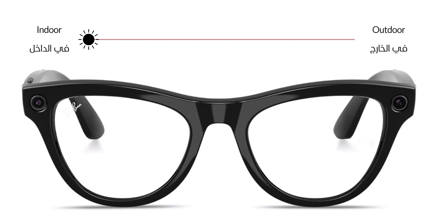 Shop Ray-Ban Meta Skyler Transitions® Unisex Cat-Eye Sunglasses in Shiny Black online.