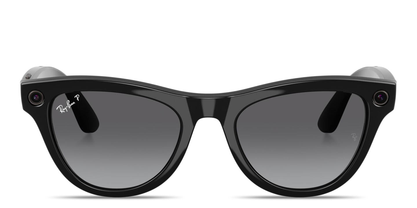 تسوق نظارات شمسية ميتا سكايلر طراز كات آي للجنسين راي بان بلون أسود لامع أونلاين.