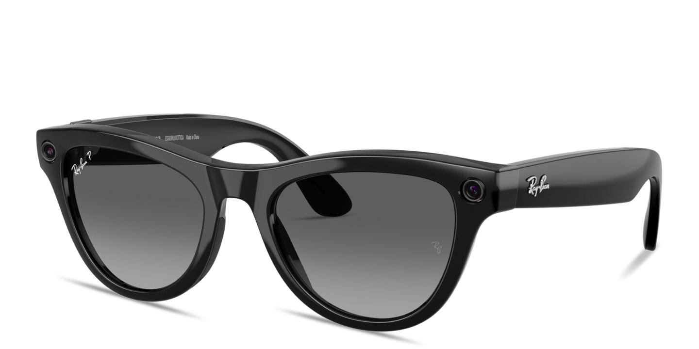 Shop Ray-Ban Meta Skyler Unisex Cat-Eye Sunglasses in Shiny Black online.