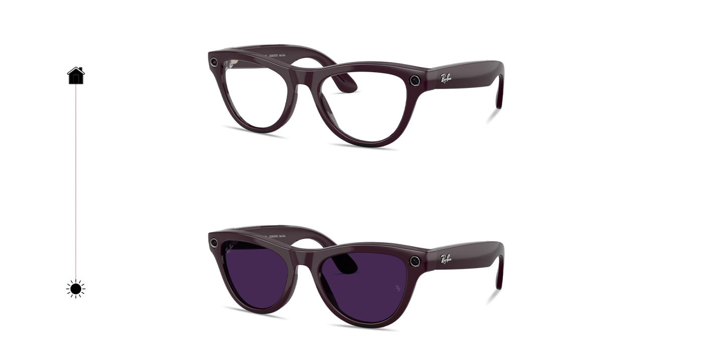Shop Ray-Ban Meta Skyler Transitions® Unisex Cat-Eye Sunglasses in Shiny Mystic Violet online.