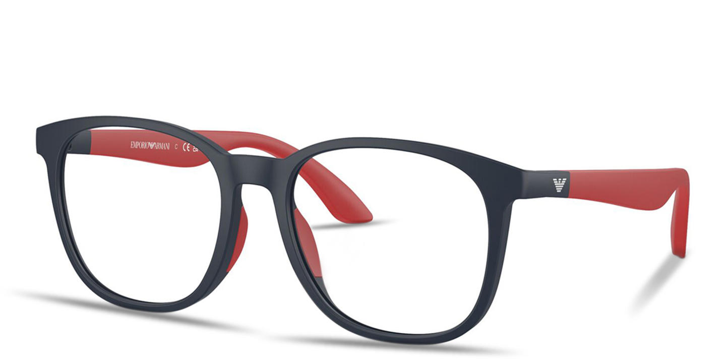 Shop Emporio Armani Kids Panthos Eyeglasses in Blue online.