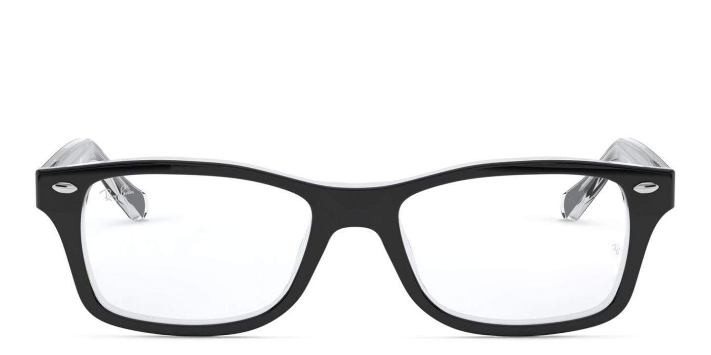 Ray-Ban Junior Kids Square Eyeglasses in Black On Transparent – Product Photo 0