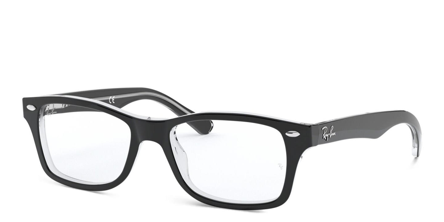Ray-Ban Junior Kids Square Eyeglasses in Black On Transparent – Product Photo 1