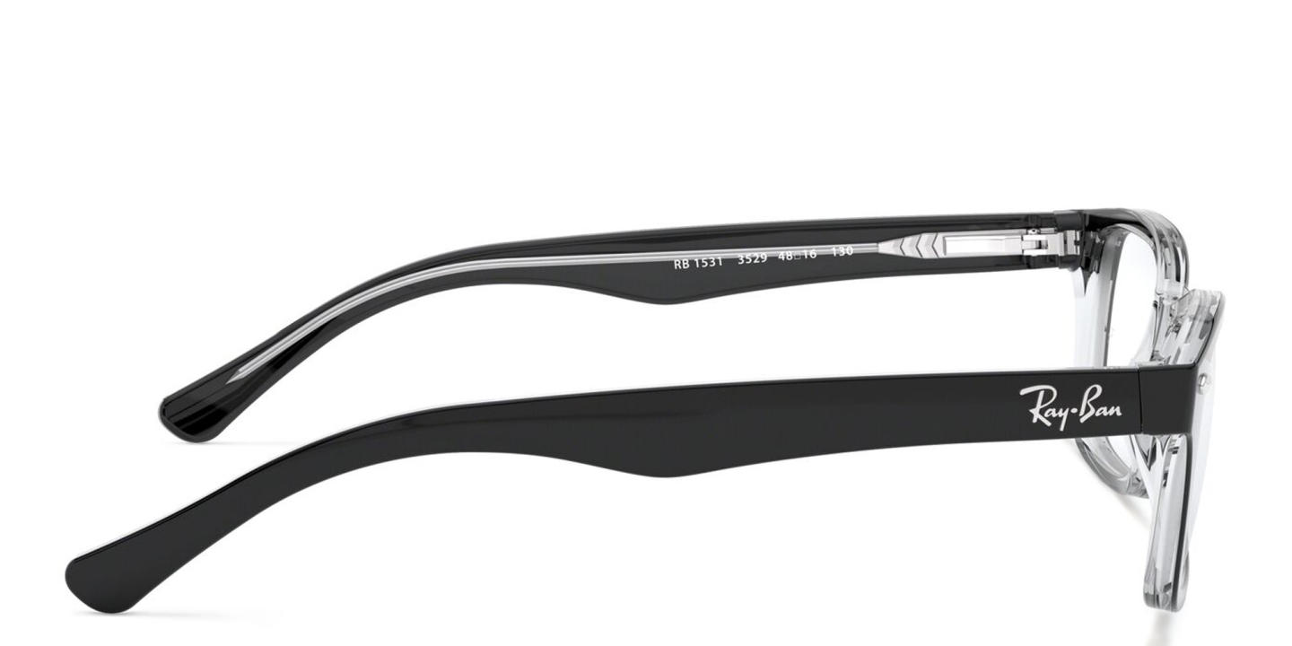 Ray-Ban Junior Kids Square Eyeglasses in Black On Transparent – Product Photo 2