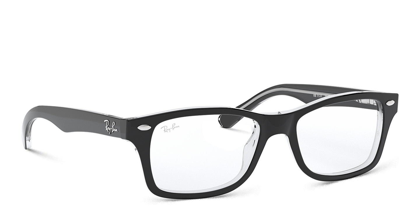 Ray-Ban Junior Kids Square Eyeglasses in Black On Transparent – Product Photo 3