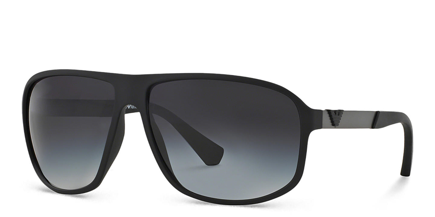 Shop Emporio Armani Unisex Square Sunglasses in Rubber Black online.