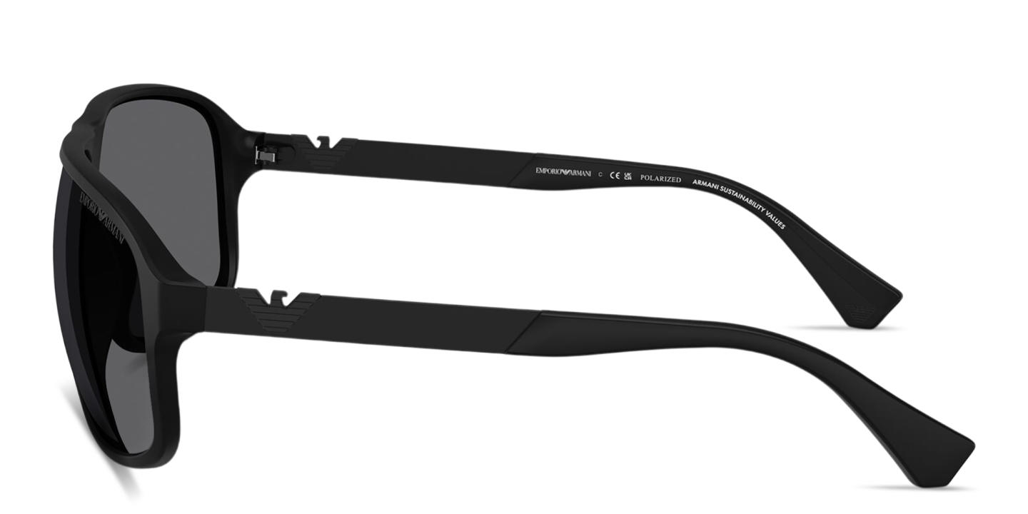 Shop Emporio Armani Eagle Logo Square Sunglasses in Black online.