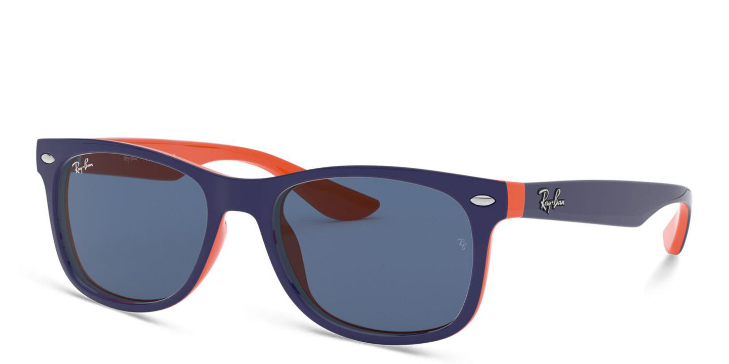 Ray-Ban Junior Kids New Wayfarer Square Sunglasses in Blue On Orange – Product Photo 1