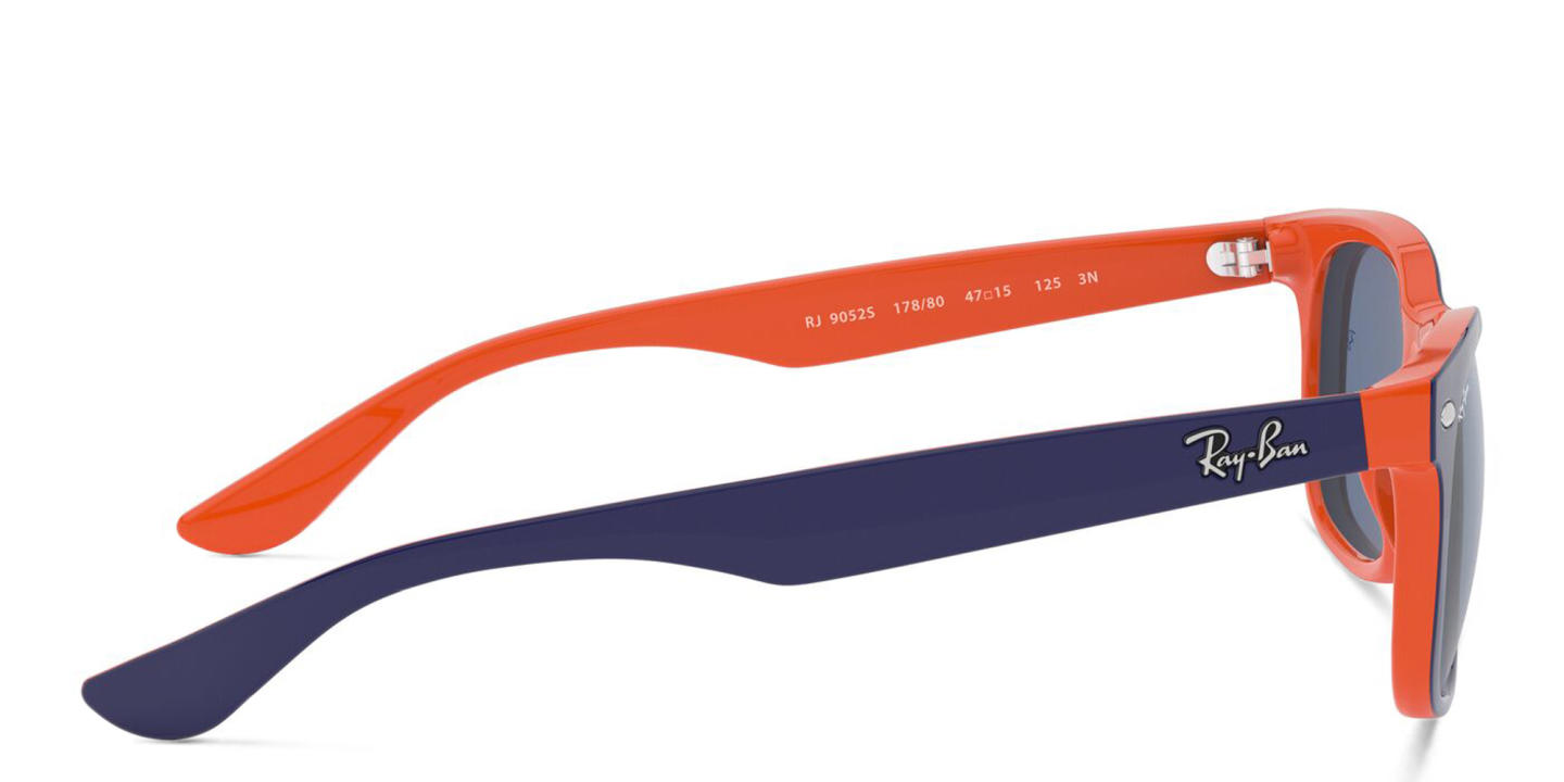 Ray-Ban Junior Kids New Wayfarer Square Sunglasses in Blue On Orange – Product Photo 2