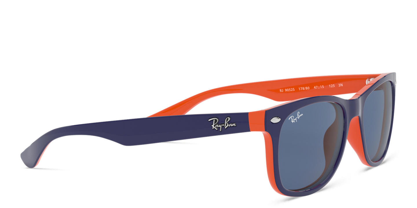 Ray-Ban Junior Kids New Wayfarer Square Sunglasses in Blue On Orange – Product Photo 3