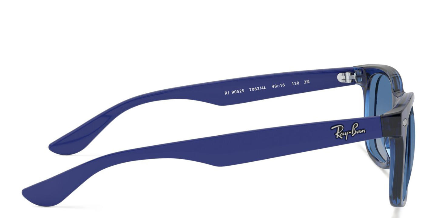 Ray-Ban Junior Kids New Wayfarer Square Sunglasses in Transparent Blue – Product Photo 2