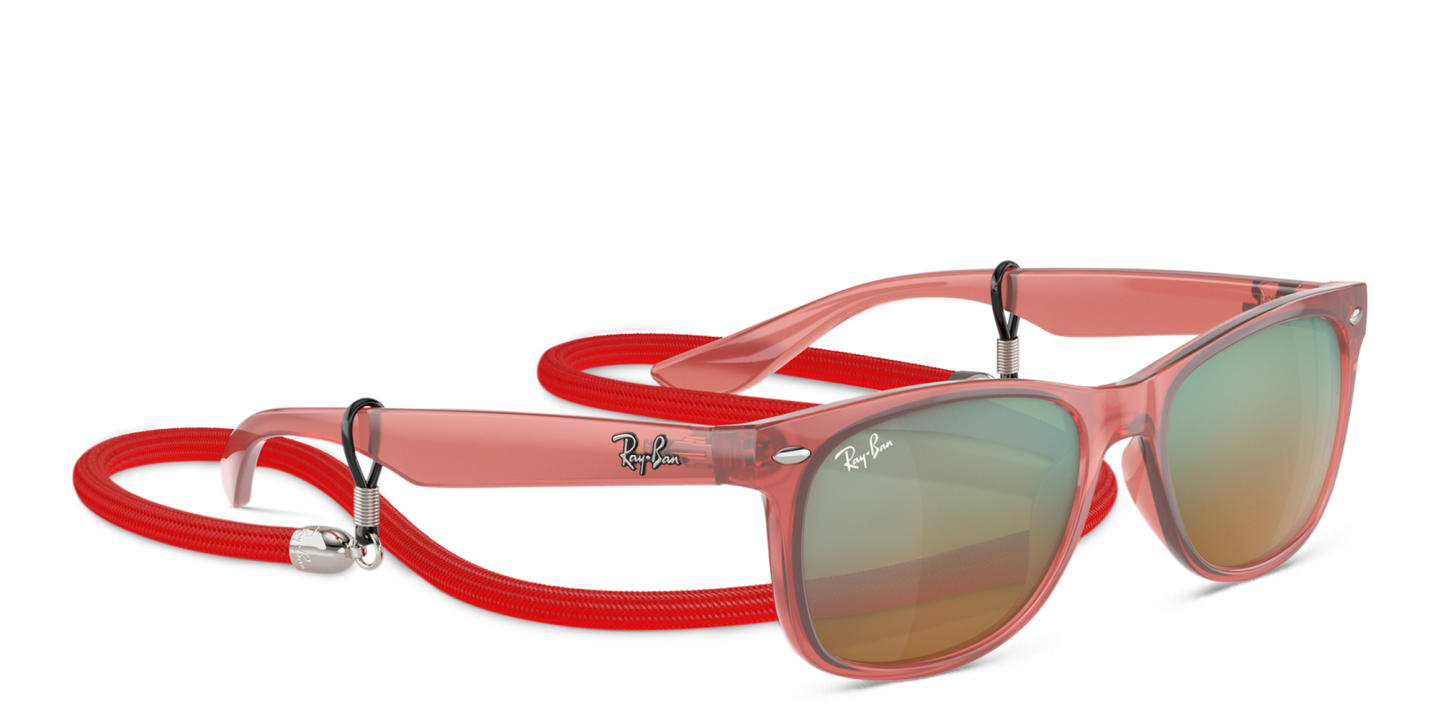 Ray-Ban Junior New Wayfarer Kids Square Sunglasses in Opal Red – Product Photo 3